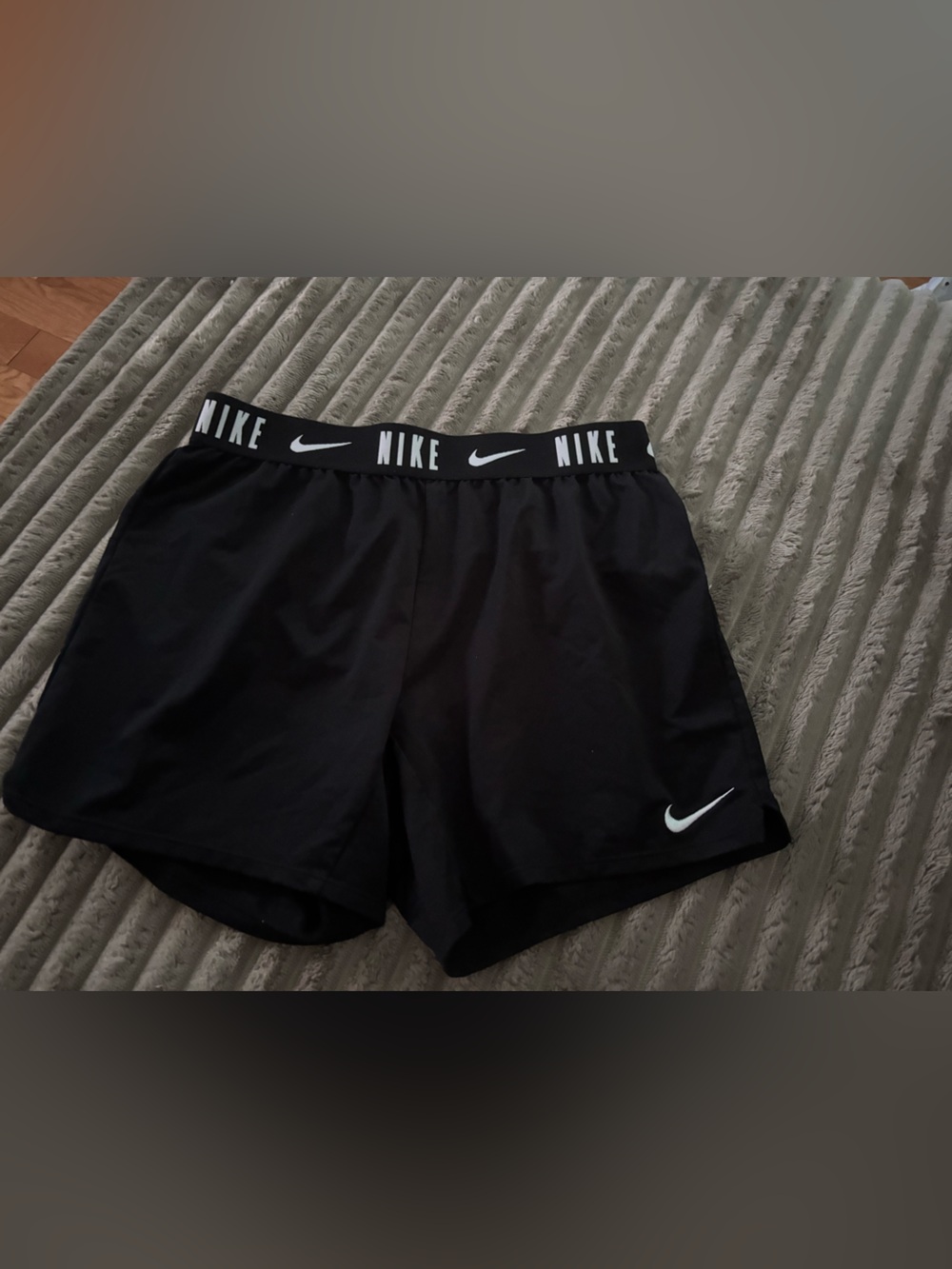 Nike Black and White Dri-FIT Athletic Shorts with Logo Waistband